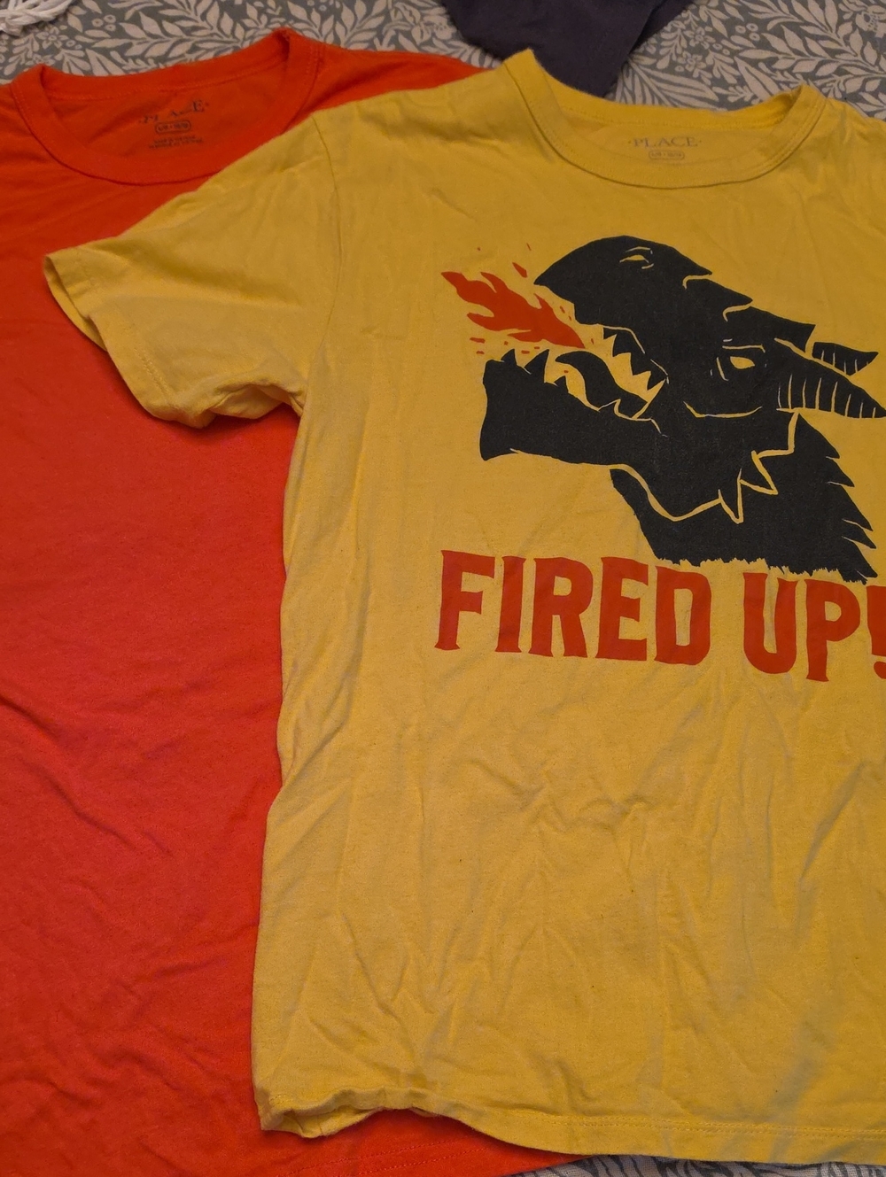 The Children's Place Yellow 'Fired Up' Dragon Graphic Tee & Orange Tee